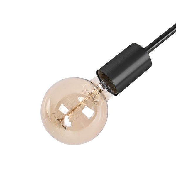 Thehouselights-Mid-Century Sputnik Brass Semi Flush Mount Chandelier-Flush Mount-6 Bulbs-Black