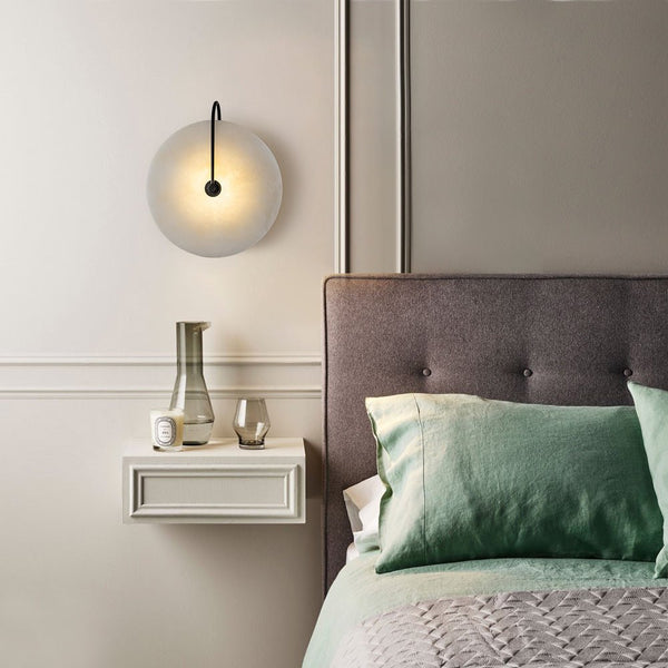 Thehouselights-Mid-century Wall Sconce With Circle Marble Shade-Wall Lights--
