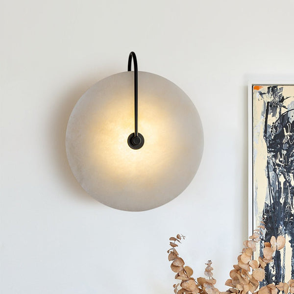 Thehouselights-Mid-century Wall Sconce With Circle Marble Shade-Wall Lights--