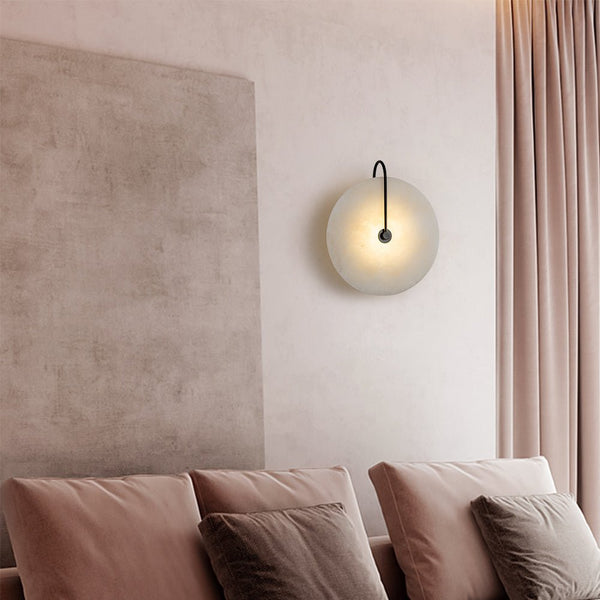 Thehouselights-Mid-century Wall Sconce With Circle Marble Shade-Wall Lights--
