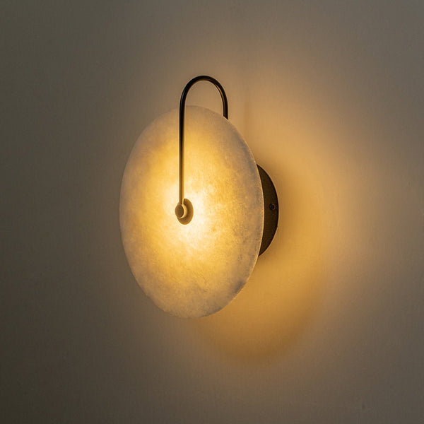 Thehouselights-Mid-century Wall Sconce With Circle Marble Shade-Wall Lights--