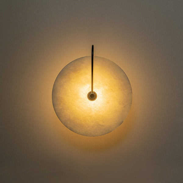 Thehouselights-Mid-century Wall Sconce With Circle Marble Shade-Wall Lights--