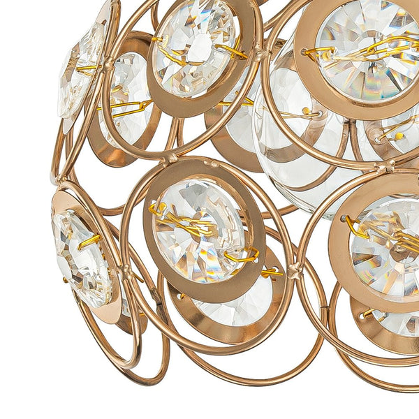 Thehouselights-Mini Antique Metal Crystal Gold Semi Flush Mount-Ceiling Light-Gold-