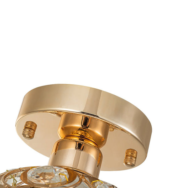Thehouselights-Mini Antique Metal Crystal Gold Semi Flush Mount-Ceiling Light-Gold-