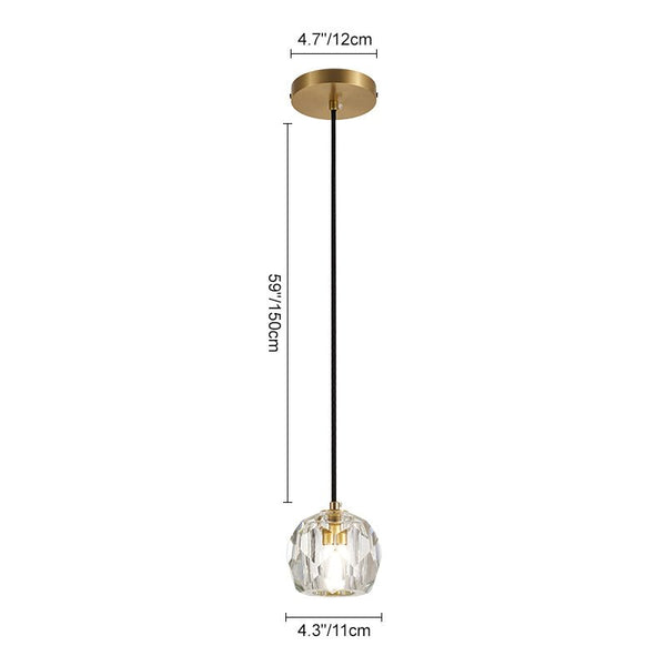 Thehouselights-Minimalist 1-light Crystal Pendant Light-Pendant--