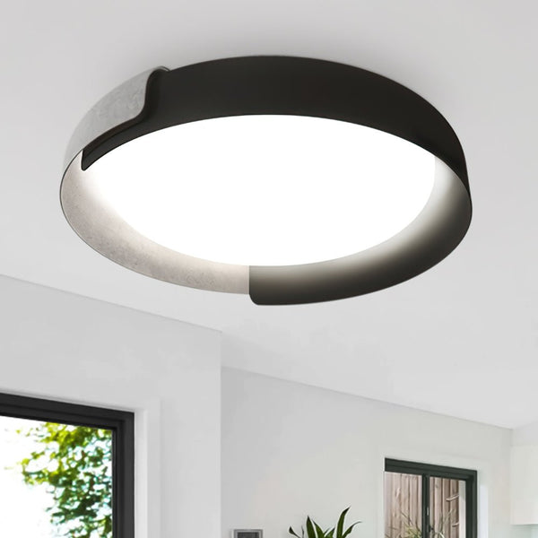 Thehouselights-Minimalist LED Acrylic & Metal Flush Mount-Ceiling Light-Cool White-Black+Gray