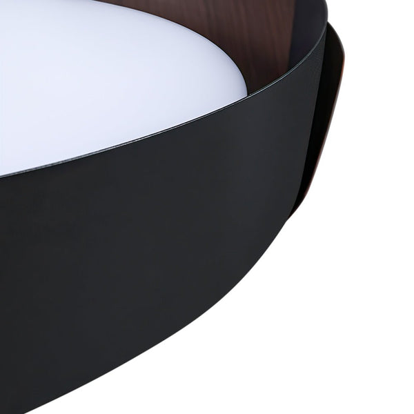 Thehouselights-Minimalist LED Acrylic & Metal Flush Mount-Ceiling Light-Warm White-Black+Gray