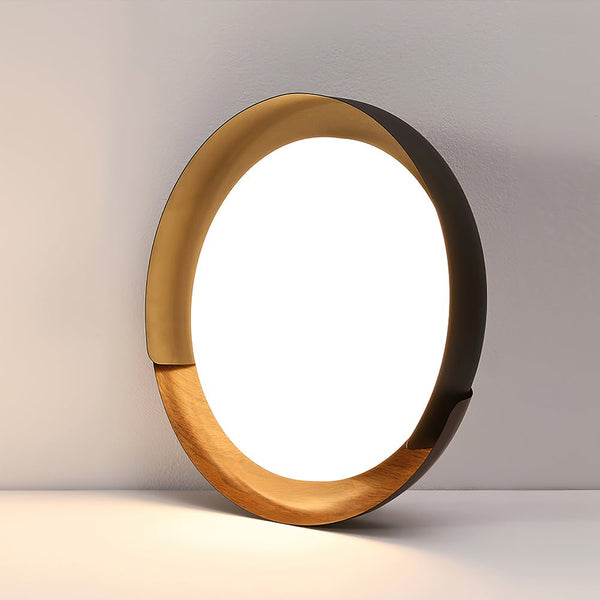 Thehouselights-Minimalist LED Acrylic & Metal Flush Mount-Ceiling Light-Warm White-Black+Gray