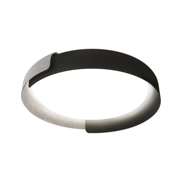Thehouselights-Minimalist LED Acrylic & Metal Flush Mount-Ceiling Light-Warm White-Black+Wood