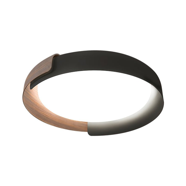 Thehouselights-Minimalist LED Acrylic & Metal Flush Mount-Ceiling Light-Warm White-White+Wood