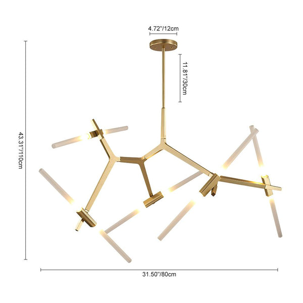 Thehouselights-Modern 10-Light Glass Branch Chandelier-Chandelier-Black-