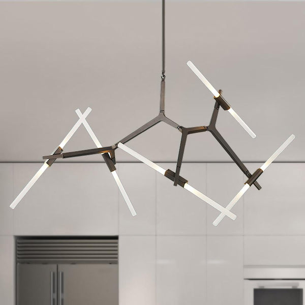 Thehouselights-Modern 10-Light Glass Branch Chandelier-Chandelier-Black-