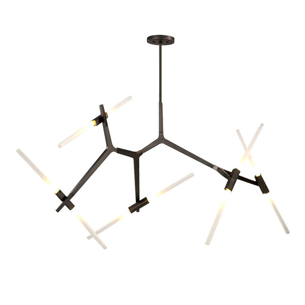 Thehouselights-Modern 10-Light Glass Branch Chandelier-Chandelier-Black-