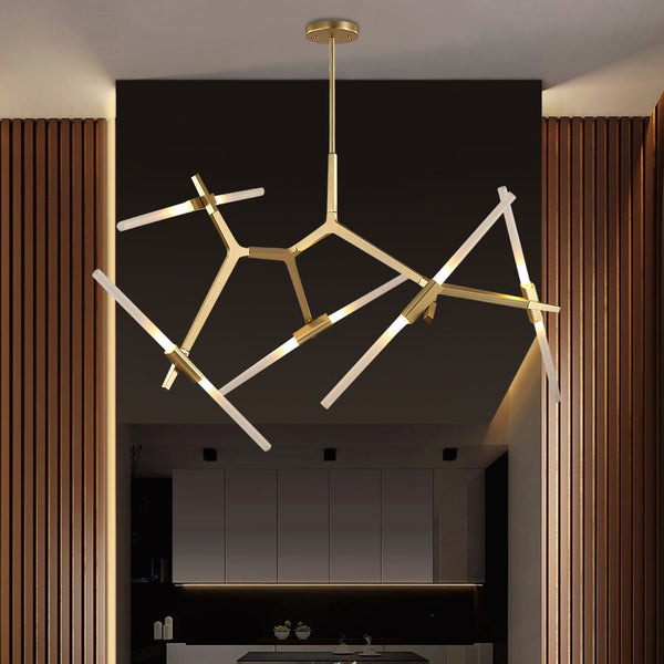 Thehouselights-Modern 10-Light Glass Branch Chandelier-Chandelier-Gold-
