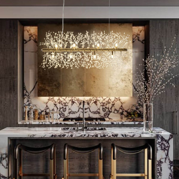 Thehouselights-Modern 12-Light Crystal Chandelier-Chandelier-Gold-