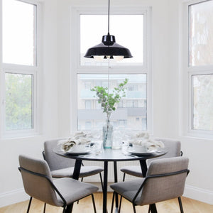 Thehouselights-Modern 3-Light Dome Hanging Pendant Light-Pendant-Black-
