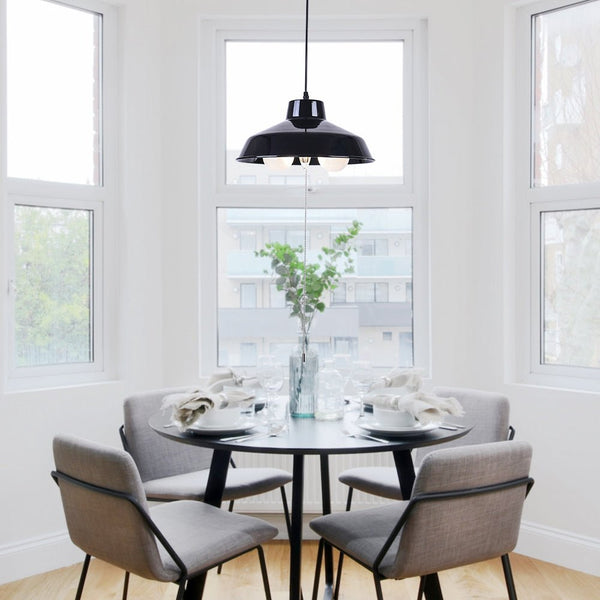 Thehouselights-Modern 3-Light Dome Hanging Pendant Light-Pendant-Black-