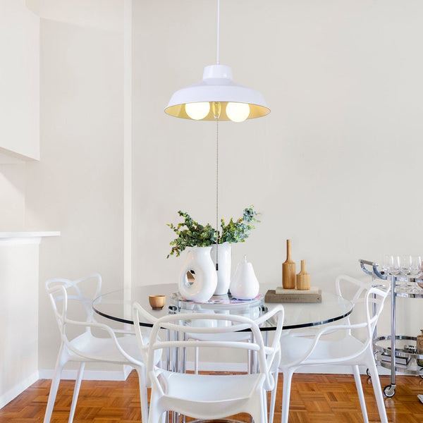 Thehouselights-Modern 3-Light Dome Hanging Pendant Light-Pendant-White-