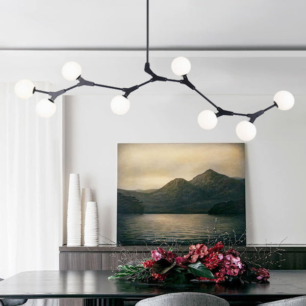 Thehouselights-Modern 8-Light Brass Chandelier-Chandelier-Black-