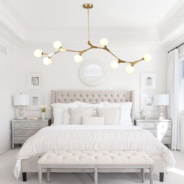 Thehouselights-Modern 8-Light Brass Sphere Chandelier-Chandelier-Gold-