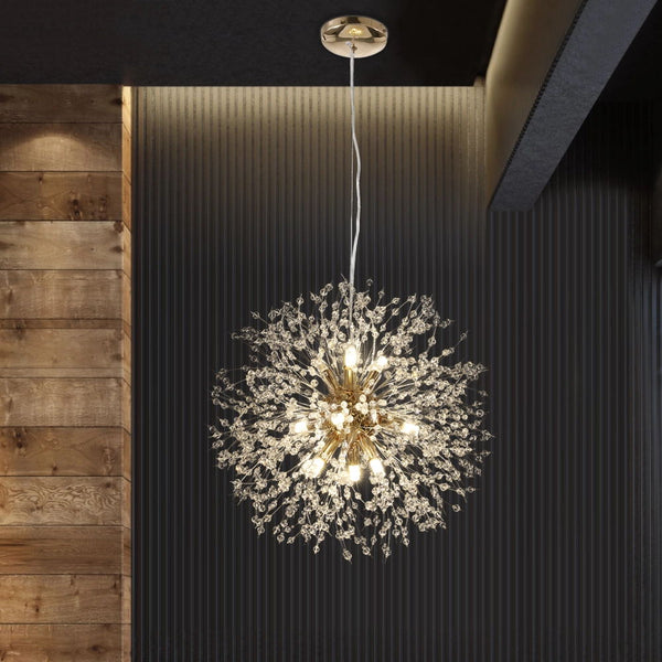 Thehouselights-Modern 9-Light Crystal Sputnik Chandelier-Chandelier-Gold-
