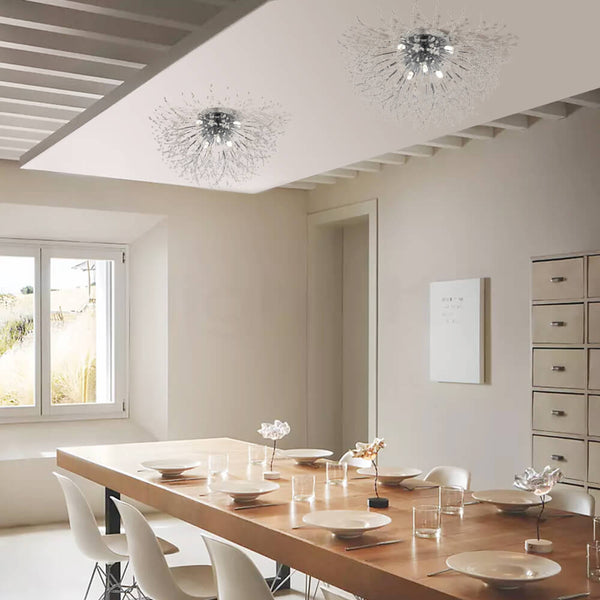 Thehouselights-Modern Beaded Sputnik Crystal Flush Mount Ceiling Light-Flush Mount-Brass-8 Bulbs