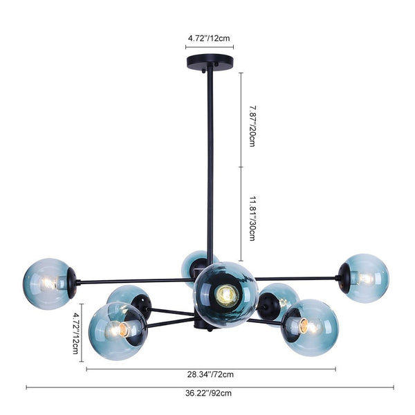 Thehouselights-Modern Blue Glass Bubble Chandelier-Chandelier--