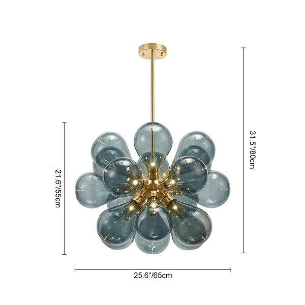 Thehouselights-Modern Blue Glass Frosted Bubble Sputnik Chandelier-Chandelier--