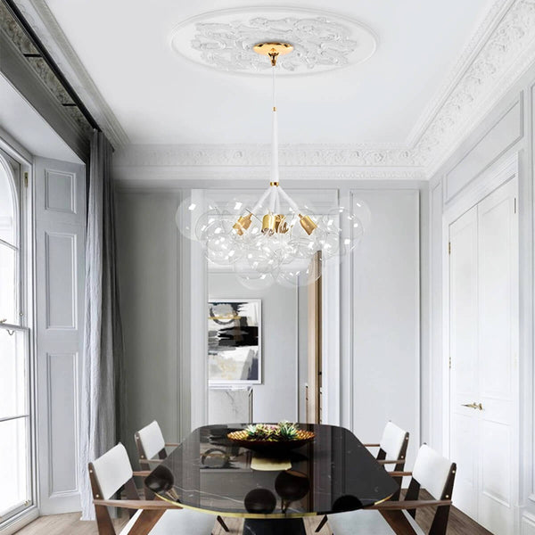 Thehouselights-Modern Bubble Glass Chandelier / Semi Flush Mount-Chandelier-Chandelier-White