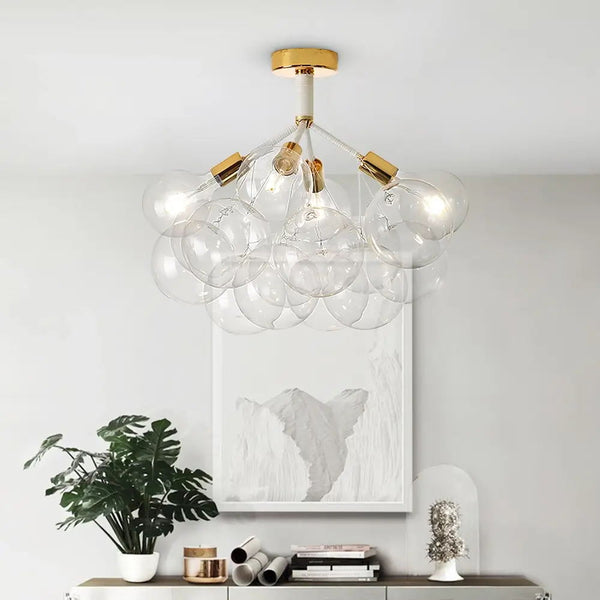 Thehouselights-Modern Bubble Glass Chandelier / Semi Flush Mount-Chandelier-Semi Flush Mount-White