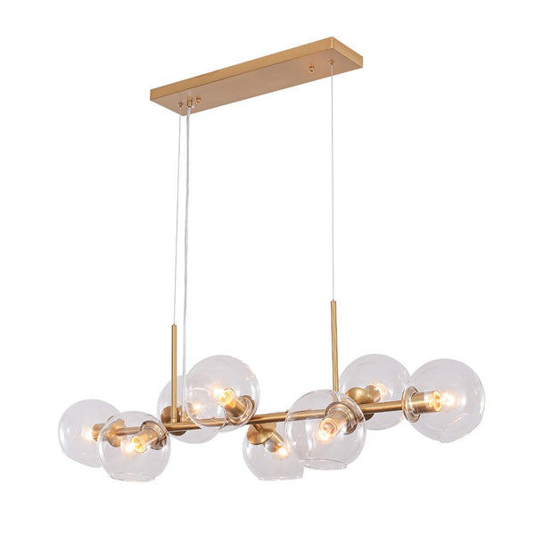 Thehouselights-Modern Clear Glass Globe Kitchen Island Chandelier-Chandelier-Black-