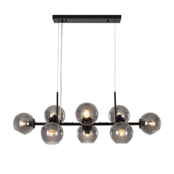 Thehouselights-Modern Clear Glass Globe Kitchen Island Chandelier-Chandelier-Black-