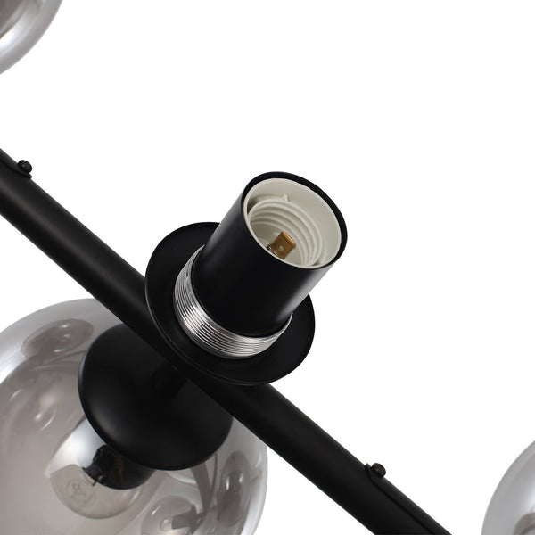 Thehouselights-Modern Clear Glass Globe Kitchen Island Chandelier-Chandelier-Black-