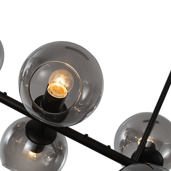 Thehouselights-Modern Clear Glass Globe Kitchen Island Chandelier-Chandelier-Black-