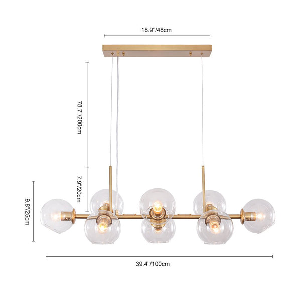Thehouselights-Modern Clear Glass Globe Kitchen Island Chandelier-Chandelier-Black-