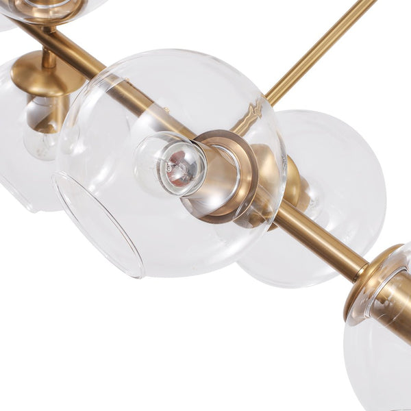 Thehouselights-Modern Clear Glass Globe Kitchen Island Chandelier-Chandelier-Black-