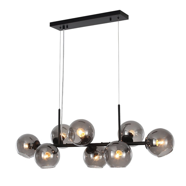 Thehouselights-Modern Clear Glass Globe Kitchen Island Chandelier-Chandelier-Black-