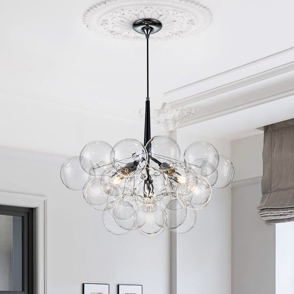 Thehouselights-Modern Cluster Bubble Glass Chandelier-Chandelier-Black-