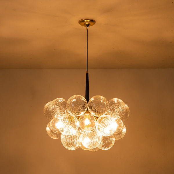 Thehouselights-Modern Cluster Bubble Ribbed Glass Chandelier-Chandelier-Black-