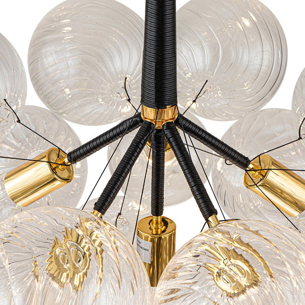 Thehouselights-Modern Cluster Bubble Ribbed Glass Chandelier-Chandelier-Black-