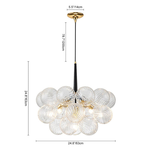 Thehouselights-Modern Cluster Bubble Ribbed Glass Chandelier-Chandelier-Black-