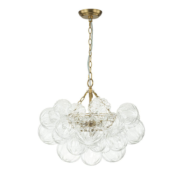 Thehouselights-Modern Cluster Petal Glass Globe Bubble Chandelier-Chandelier-3-Light-Brass