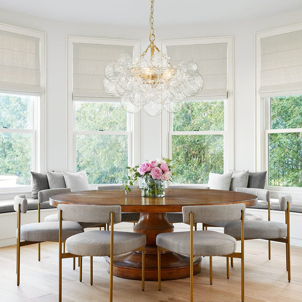 Thehouselights-Modern Cluster Petal Glass Globe Bubble Chandelier-Chandelier-3-Light-Brass