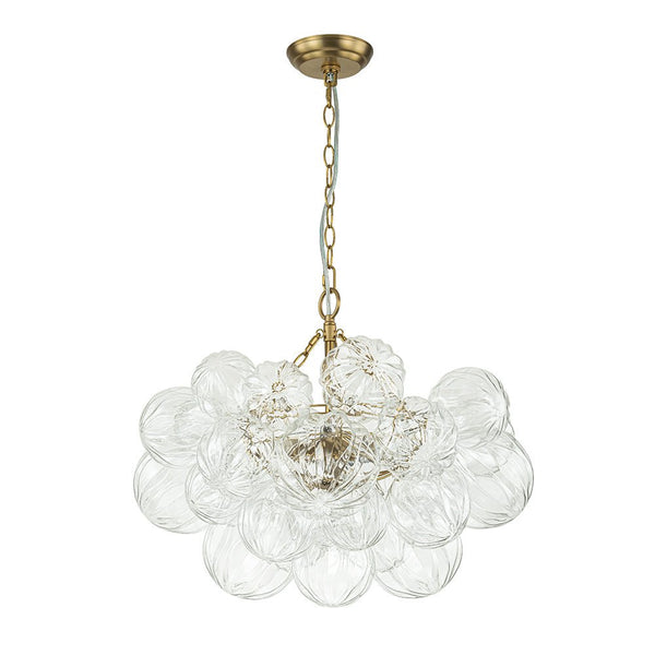 Thehouselights-Modern Cluster Petal Glass Globe Bubble Chandelier-Chandelier-3-Light-Brass