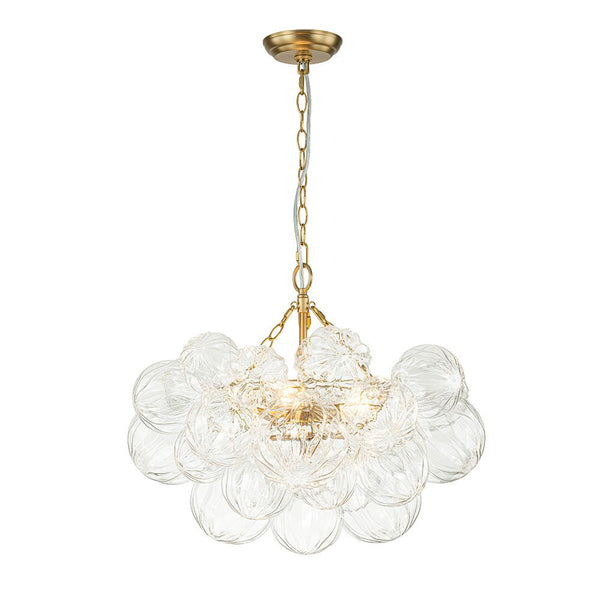 Thehouselights-Modern Cluster Petal Glass Globe Bubble Chandelier-Chandelier-3-Light-Brass