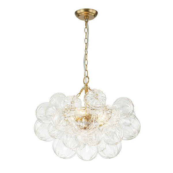Thehouselights-Modern Cluster Petal Glass Globe Bubble Chandelier-Chandelier-3-Light-Brass