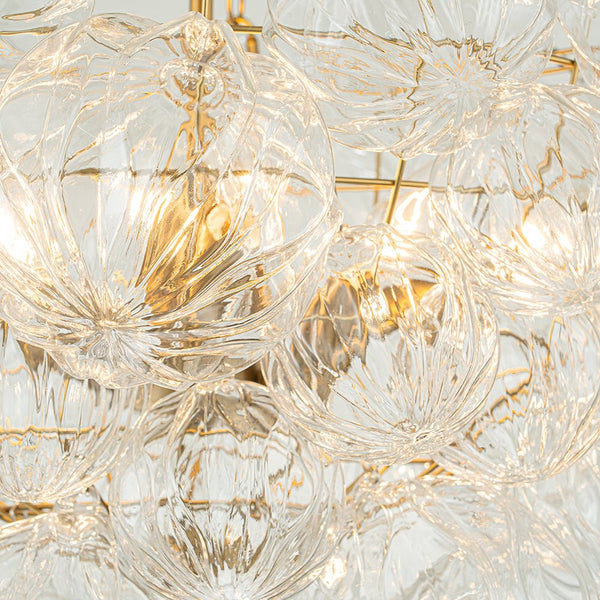 Thehouselights-Modern Cluster Petal Glass Globe Bubble Chandelier-Chandelier-8-Light-Brass