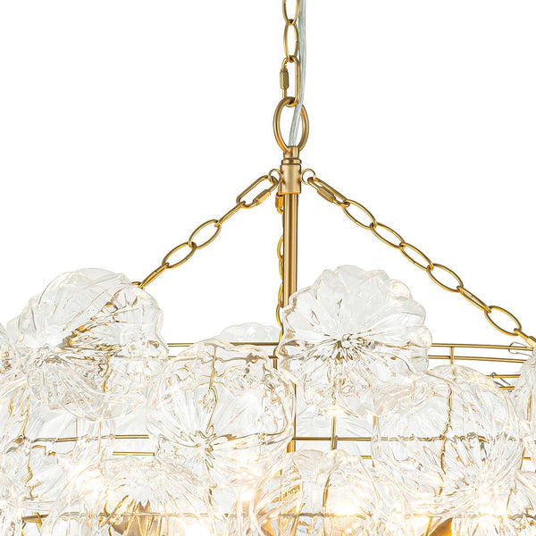 Thehouselights-Modern Cluster Petal Glass Globe Bubble Chandelier-Chandelier-8-Light-Brass
