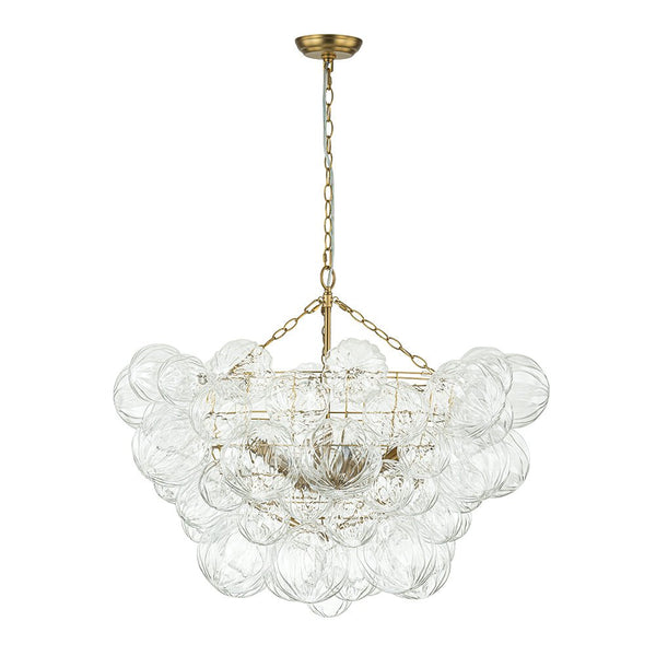 Thehouselights-Modern Cluster Petal Glass Globe Bubble Chandelier-Chandelier-8-Light-Brass