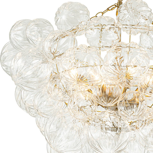 Thehouselights-Modern Cluster Petal Glass Globe Bubble Chandelier-Chandelier-8-Light-Brass
